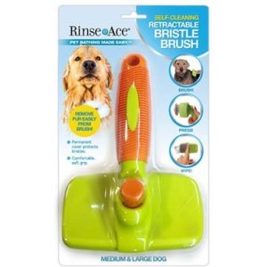 Rinse Ace Self-Cleaning Retractable Bristle Brush - Medium & Large Dog