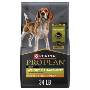 Purina Pro Plan With Probiotics, Weight Management Dry Dog Food, Shredded Blend Chicken & Rice Formu