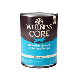 Wellness CORE Natural Wet Grain Free Canned Dog Food, Whitefish, Salmon & Herring, 12.5 Ounce Can