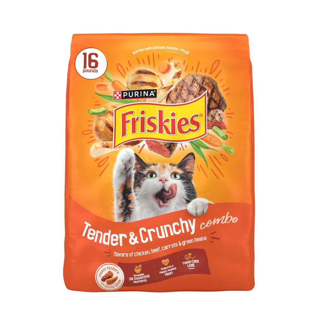 Purina Friskies Tender and Crunch'd With Flavors of Chicken, Beef, Carrots and Green Beans - 16 Poun