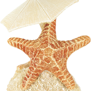 Fins First Aquarium Décor, Starfish Under Umbrella, Small
