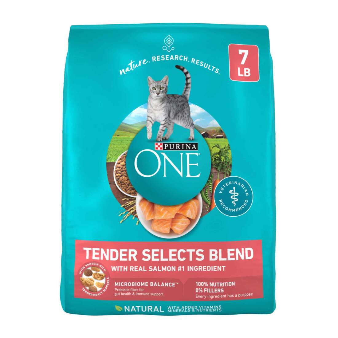 Purina ONE Natural Dry Cat Food, Tender Selects Blend With Real Salmon - 7 Pound Bag