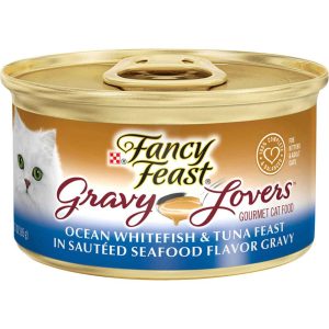 Purina Fancy Feast Gravy Lovers Ocean Whitefish and Tuna Feast Gourmet Cat Food in Wet Cat Food Grav