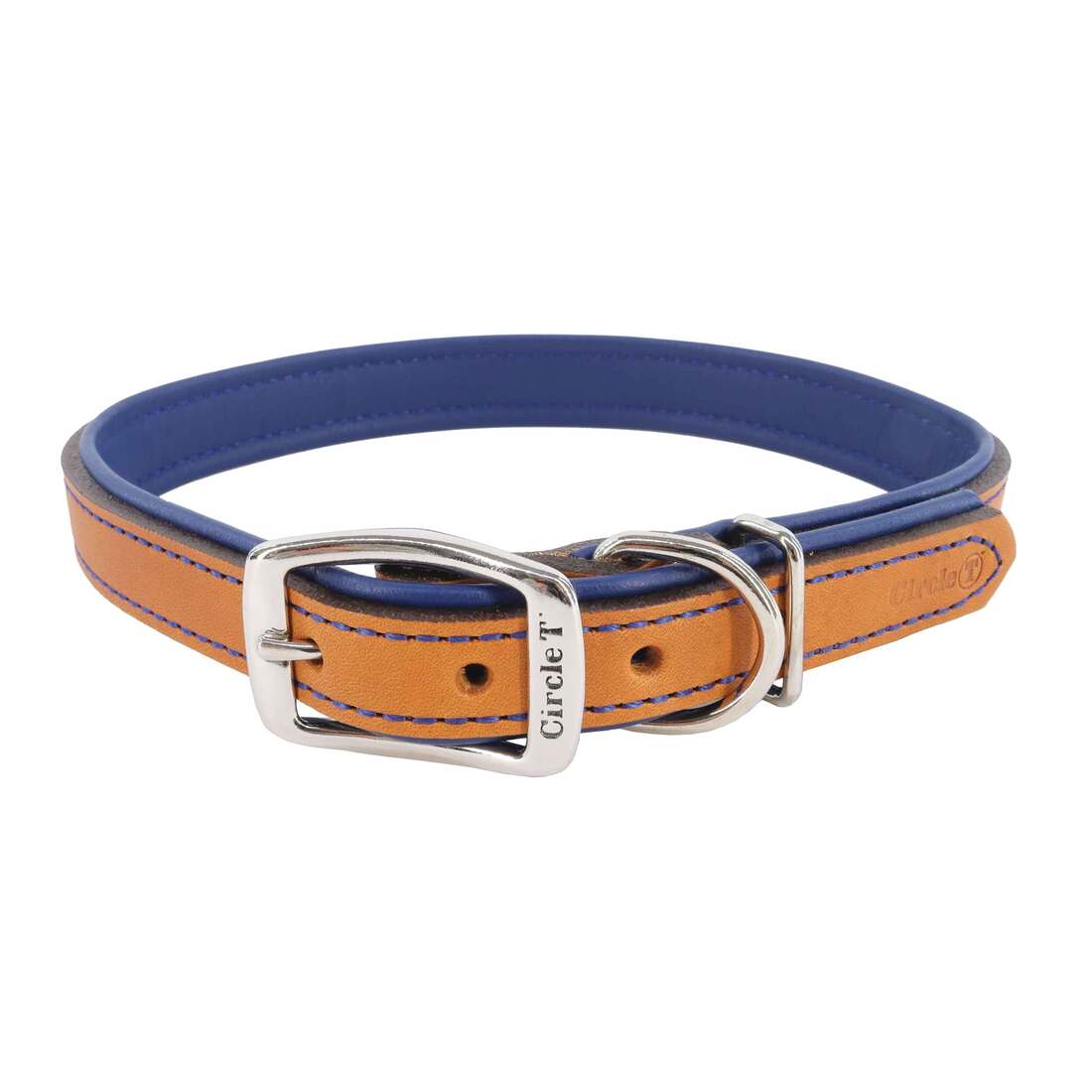 Circle T® Layered Fashion Leather Dog Collar, Tan & Navy - Image 3