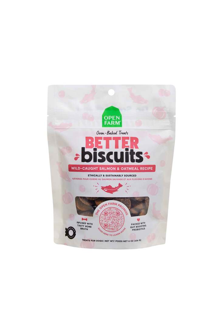Open Farm Better Biscuits Dog Treats, Salmon and Oatmeal, 8 Ounces
