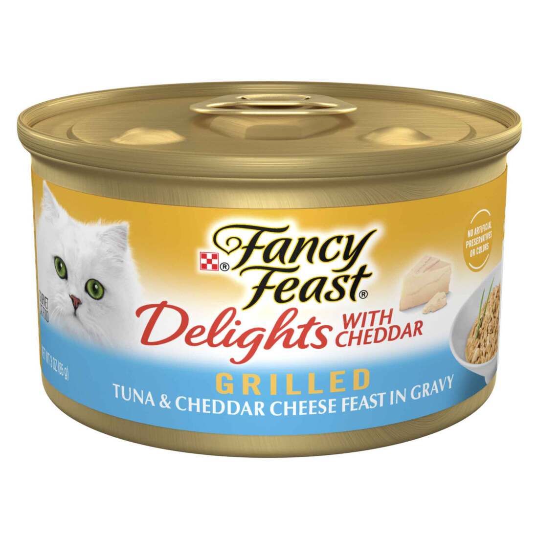 Purina Fancy Feast Delights With Cheddar Grilled Tuna and Cheddar Cheese Feast in Wet Cat Food Gravy