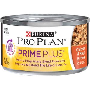 Purina Pro Plan PRIME PLUS Wet Cat Food, Senior Chicken & Beef Entree, 3 Ounces