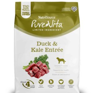 PureVita Grain‑Free Duck with Kale Dry Dog Food, 25 Pounds
