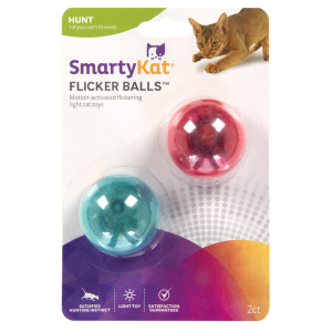 SmartyKat Flicker Balls Electronic Light Ball Cat Toys, Battery Powered, Set of 2