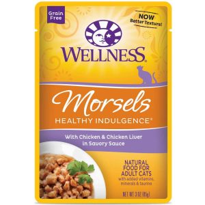 Wellness Healthy Indulgence Natural Wet Cat Food, Morsels Chicken & Chicken Liver, 3 Ounces