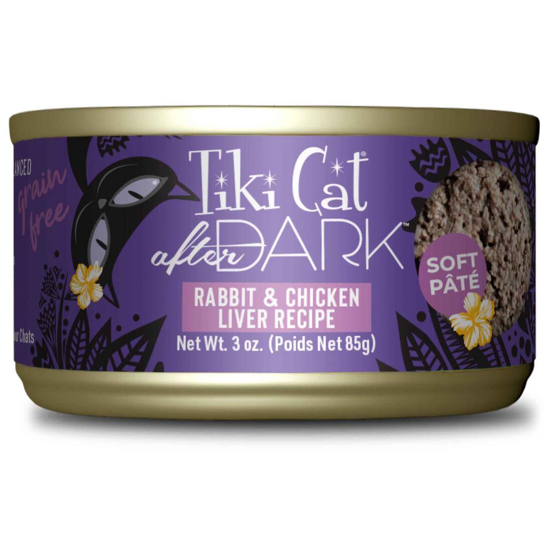 Tiki Cat After Dark Pate Wet Cat Food, Rabbit & Chicken Liver, 3 Ounces