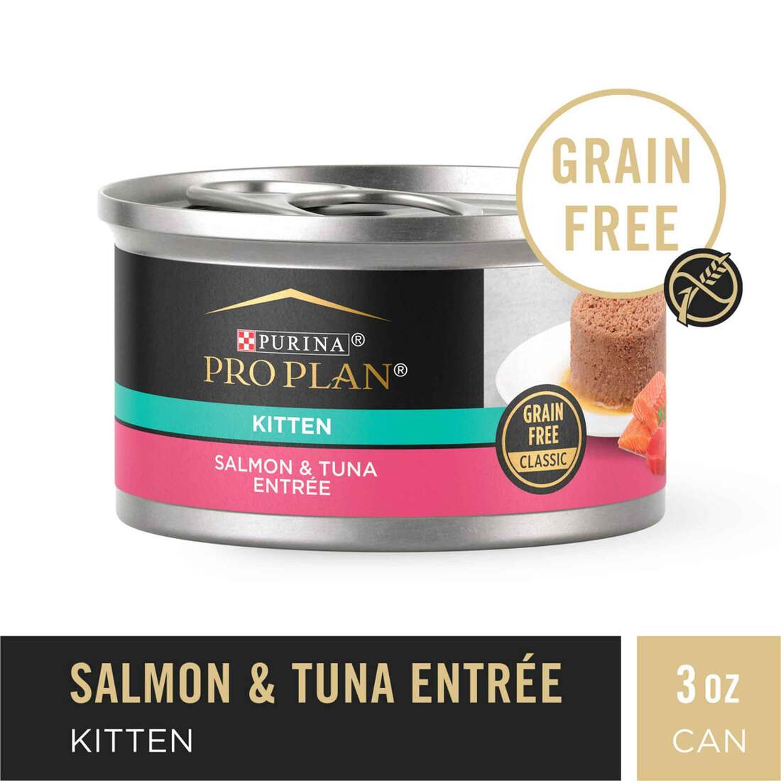 Purina Pro Plan Wet Cat Food, Kitten Grain Free Salmon & Tuna Pate Entree, 3 Ounces