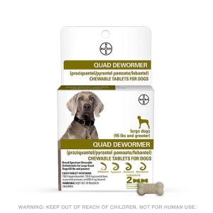 Elanco Quad Dewormer for Large Dogs, 136 Miligrams - 2 Count