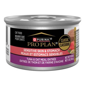 Purina Pro Plan Sensitive Skin and Stomach Wet Cat Food, Tuna and Oat Meal Entree - 3 Ounce Can