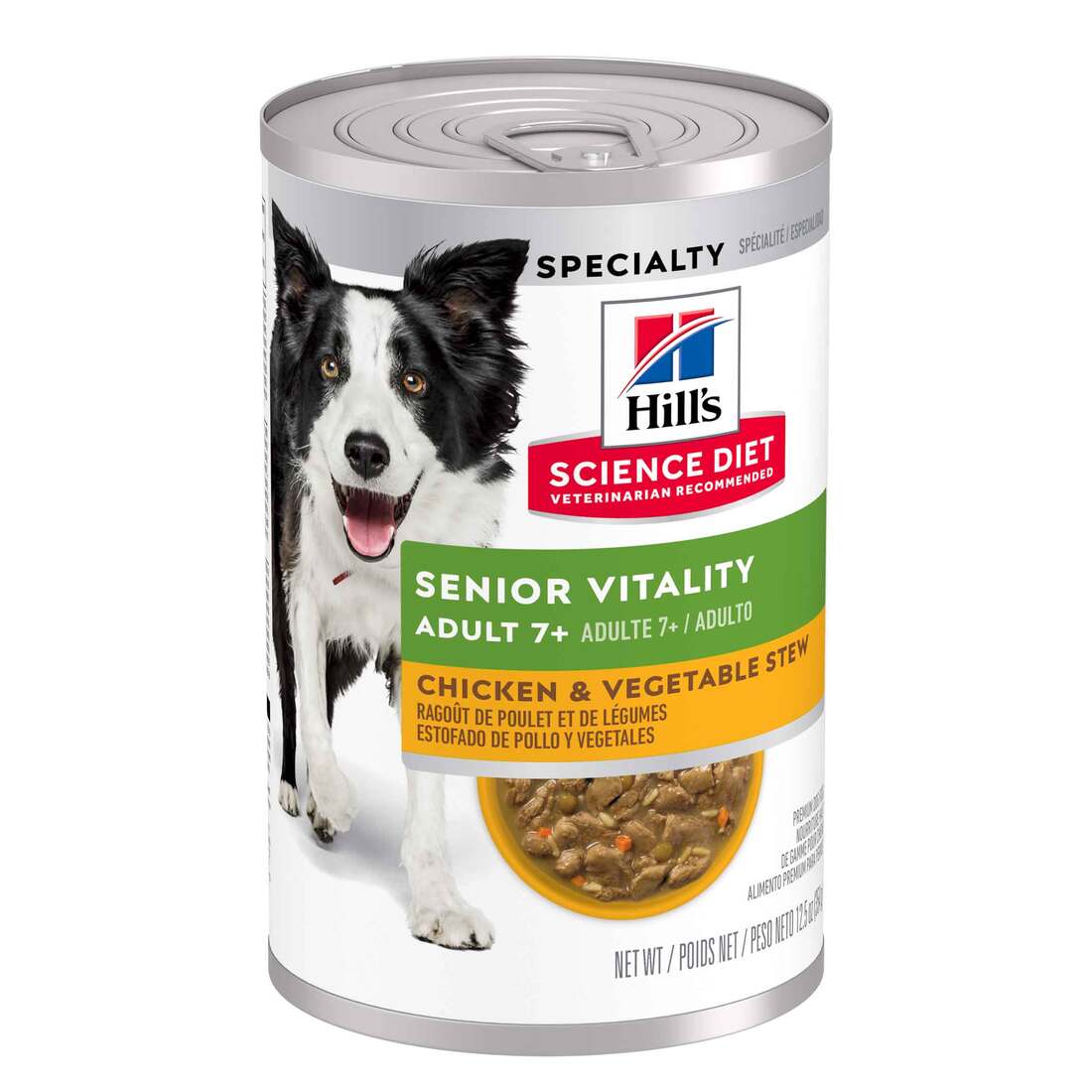 Hill's Science Diet Senior Vitality Adult 7+ Wet Dog Food, Chicken & Vegetable Stew, 12.5 Ounce Can