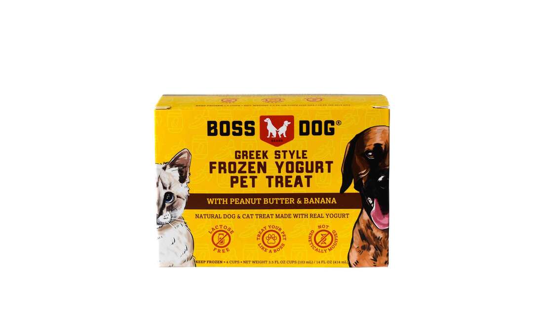 Boss Dog Frozen Food, Froyo Peanut Butter and Banana, 3.5 Ounces, 4 Pack