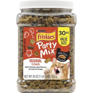 Purina Friskies Cat Treats, Party Mix Original Crunch - 30 Ounce Canister