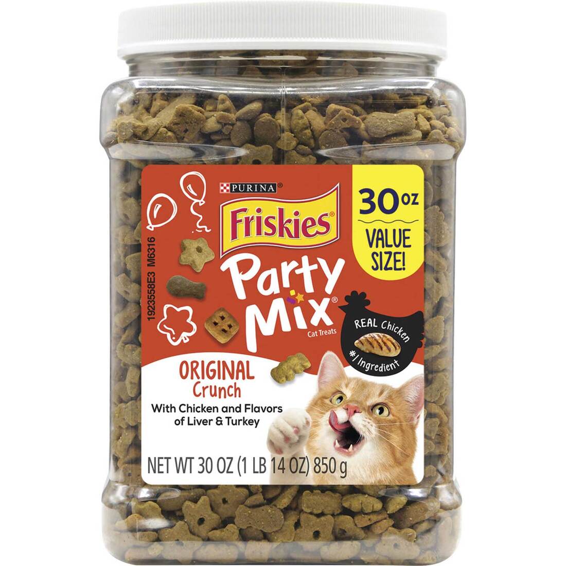 Purina Friskies Cat Treats, Party Mix Original Crunch - 30 Ounce Canister