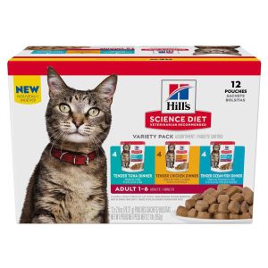 Hill's Science Diet Adult Wet Cat Food Pouch Variety Pack, Chicken, Tuna, and Ocean Fish, 2.8 Ounce