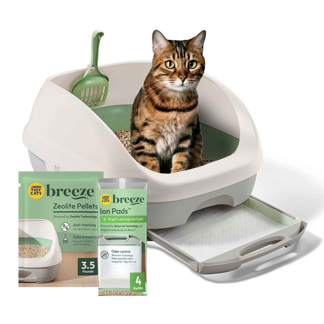 Purina Tidy Cats Breeze Cat Litter Box System Kit with Pellet Cat Litter and Litter Box Pads