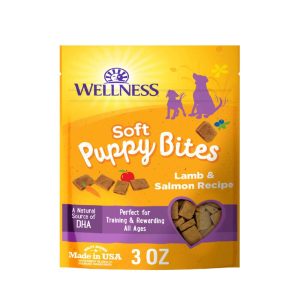 Wellness Puppy Bites Natural Grain Free Soft Puppy Treats, Lamb & Salmon, 3 Ounce Bag