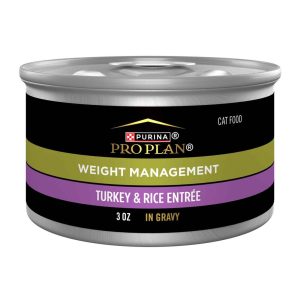 Purina Pro Plan Adult Weight Management, Wet Cat Food, Turkey and Rice Entree in Gravy, 3 Ounce Can