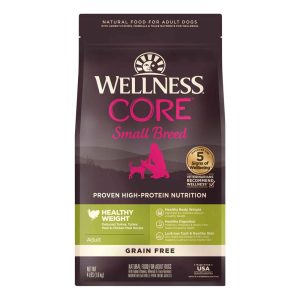 Wellness CORE Small Breed Healthy Weight Grain-Free Turkey & Chicken Recipe Natural Dry Dog Food, 4-