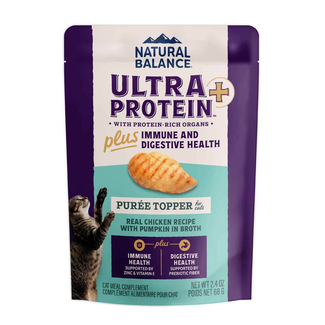 Natural Balance Ultra Protein Plus Puree Topper Wet Cat Food, Immune and Digestive Health, Real Chic