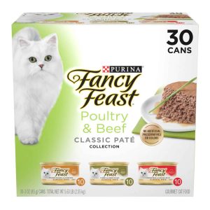 Fancy Feast Poultry and Beef Feast Classic Pate Collection Grain Free Wet Cat Food Variety Pack - (3