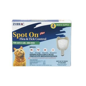 Zodiac Spot-On Plus Flea & Tick Control For Cats 5+ Pounds, 4 Pack