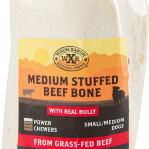 Wixom Ranch Natural Chews Medium Stuffed Beef Bone With Real Bully