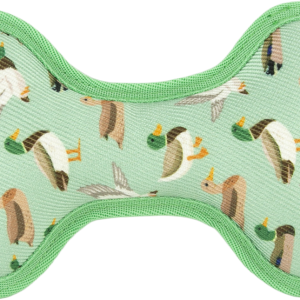 Play On Durable Plush Mallard Pattern Bone Dog Toy, 8 Inches