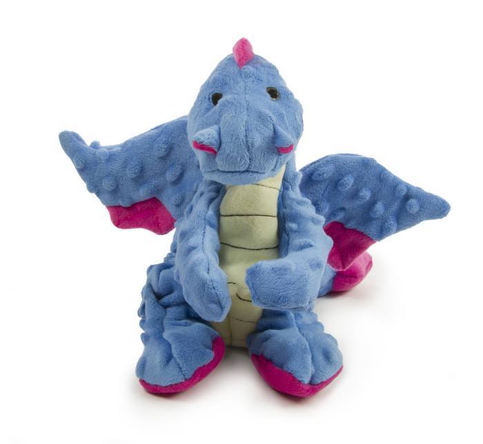 Quaker Go Dog Dragons with Chew Guard Technology™ Plush Squeaker Dog Toy, Large, Periwinkle