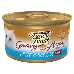 Purina Fancy Feast Gravy Lovers Ocean Whitefish and Tuna Feast Pate in Wet Cat Food Gravy - 3 Ounce
