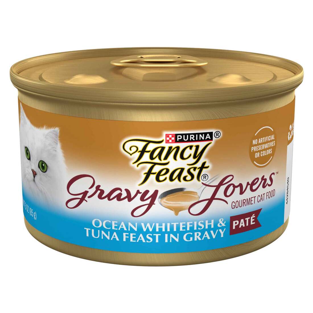 Purina Fancy Feast Gravy Lovers Ocean Whitefish and Tuna Feast Pate in Wet Cat Food Gravy - 3 Ounce