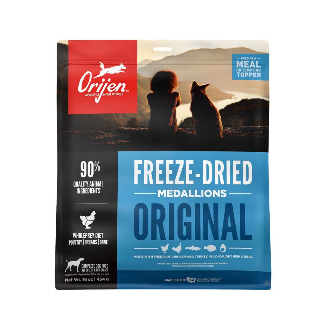 ORIJEN® Freeze Dried Dog Food & Topper, Grain Free, High Protein, Premium Raw Poultry, Original Reci