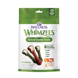 Wellness WHIMZEES Brushzees Dog Dental Treats, Large Size Stick, (6 Count)