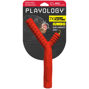 Playology Beef Scented Fetch Stick Dog Toy, Jumbo