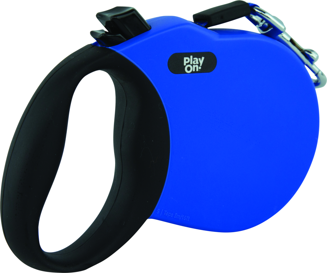 Play On Retractable Dog Leash, 16 Foot Long, Blue, Small, For Dogs Up To 45 Pounds