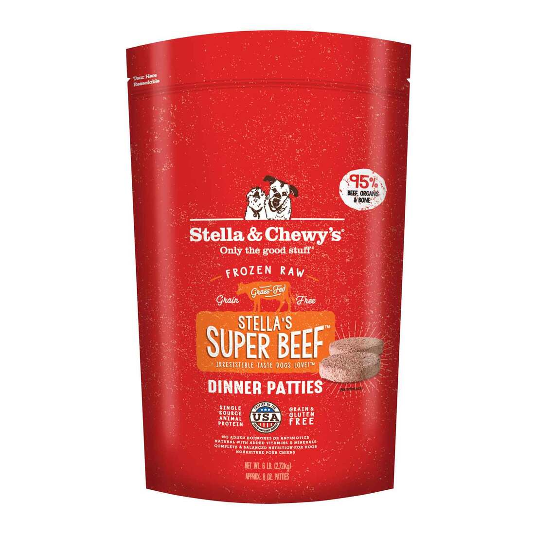 Stella & Chewy's Dog Frozen Raw, Stella's Super Beef Dinner Patties, 6 Pounds - Not Available for De