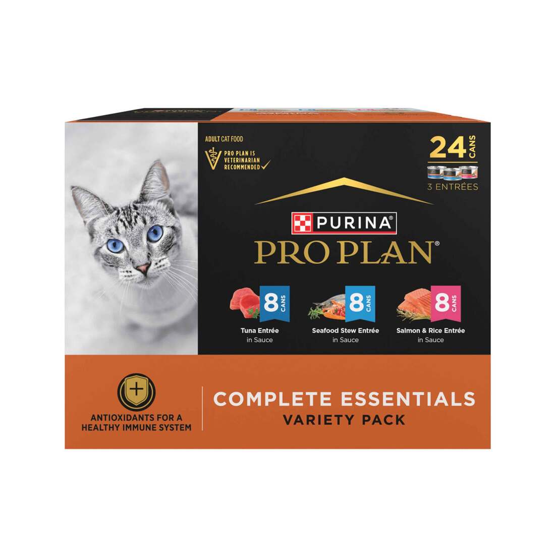 Purina Pro Plan Complete Essentials Wet Cat Food, Seafood Favorites Variety Pack - 3 Ounce Can
