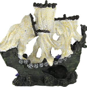 Fins First Aquarium Décor, Sunken Ship with Sails, Large