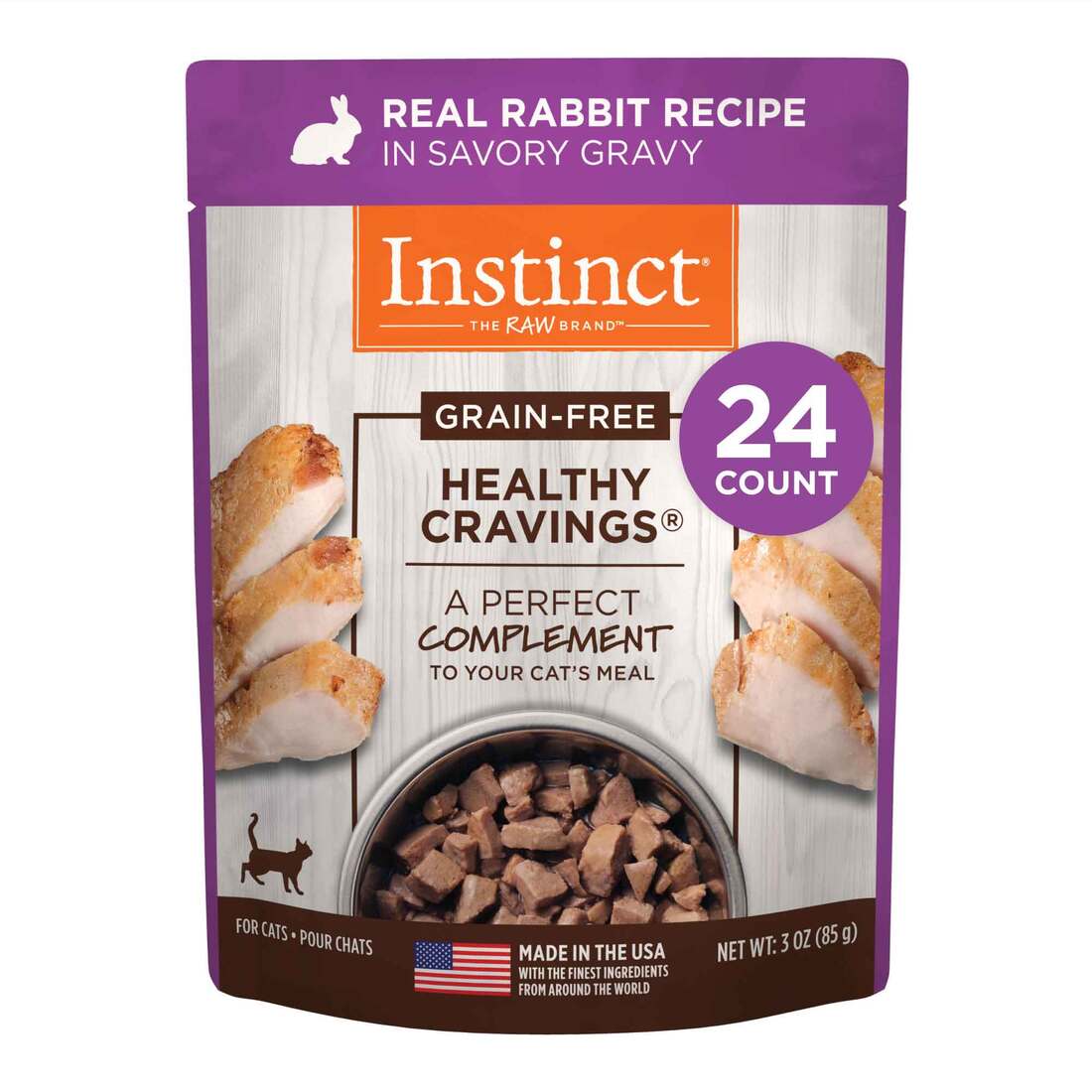 Instinct Healthy Cravings Natural Wet Cat Food, Topper, Grain-Free Cuts & Gravy Real Rabbit Recipe,