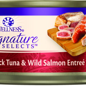 Wellness Signature Selects Natural Wet Cat Food, Grain Free Flaked Skipjack Tuna with Wild Salmon En