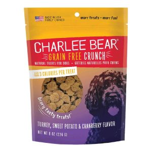 Charlee Bear Grain Free Turkey, Sweet Potato & Cranberry Bear Crunch Dog Treats, 8 Ounces