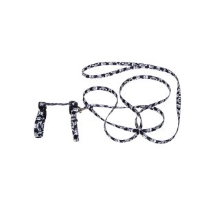 Figure "H" Fashion Adjustable Cat Harness and Leash Combo, Black Skulls, 3/8" x 10"-18"