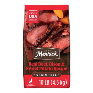 Merrick Premium Natural Grain Free Adult Dry Dog Food, Beef, Bison And Sweet Potato - 10.0 Pound Bag