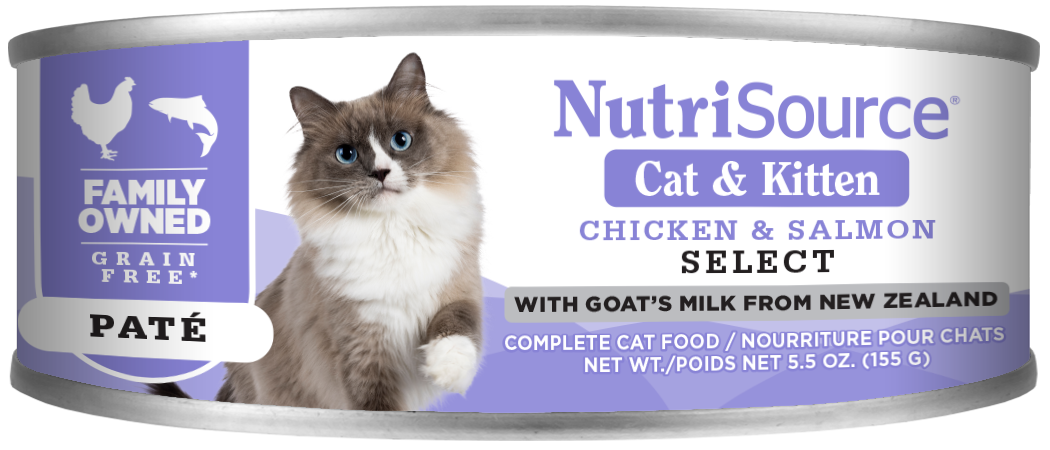 NutriSource Grain Free Wet Cat Food, Chicken and Salmon Select, 5.5 Ounces