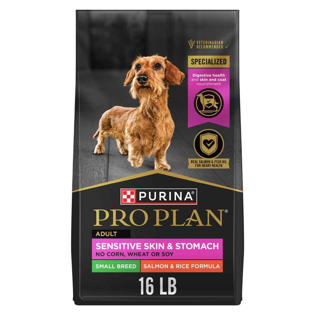 Purina Pro Plan Sensitive Skin and Stomach Dog Food Small Breed, Adult Salmon & Rice Formula - 16 Po