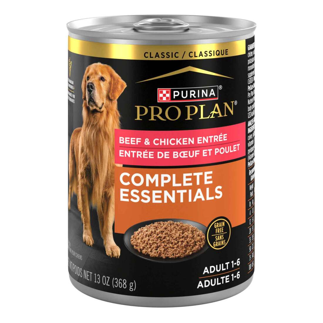 Purina Pro Plan Dog Food Grain Free Classic Pate, Beef and Chicken Entrée - 13 Ounce Can